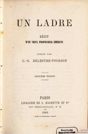 Un ladre, récit d'un vieux professeur émérite publié par Charles Gaspard Delestre-Poirson