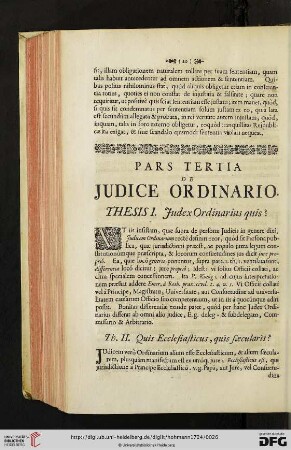 Pars tertia de Judice Ordinario