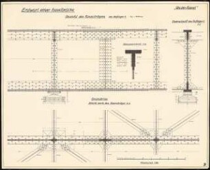 Verkehrsverbindung über die Havel, Berlin-Spandau Schinkelwettbewerb 1931: Brücke über die Havel: Hauptträger. Ansicht, Querschnitt, Grundriss 1:20