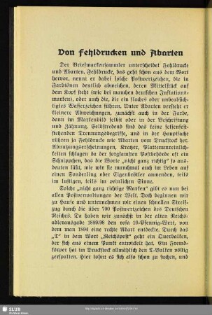 Von Fehldrucken und Abarten