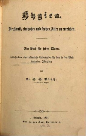 Hygiea : Die Kunst, ein hohes und frohes Alter zu erreichen