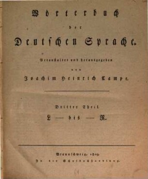 Wörterbuch der deutschen Sprache, 3. L bis R