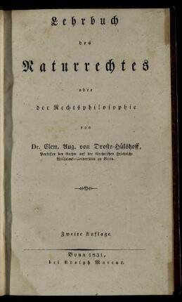 Lehrbuch des Naturrechtes oder der Rechtsphilosophie