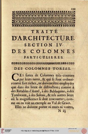 Section IV. Des colomnes particulieres