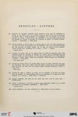Pendules – lustres (Nr. 459-466)