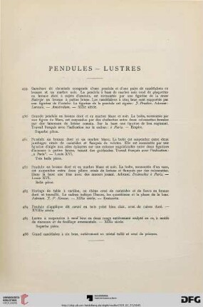 Pendules – lustres (Nr. 459-466)