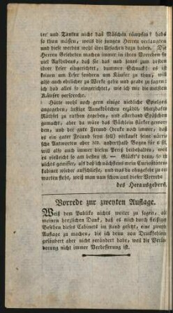 Vorrede zur zweyten Auflage