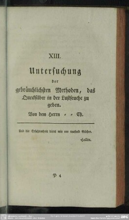 XIII. Untersuchung der gebräuchlichsten Methoden, das Quecksilber in der Lustseuche zu geben