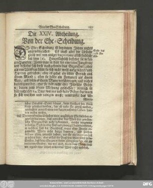 Die XXIV. Abtheilung. Von der Ehe-Scheidung.