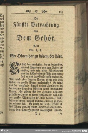 Die Fünffte Betrachtung von Dem Gehör