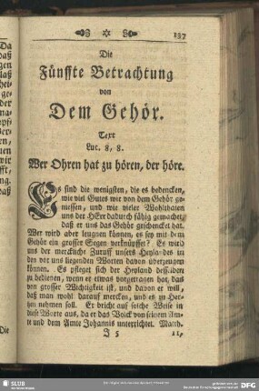 Die Fünffte Betrachtung von Dem Gehör