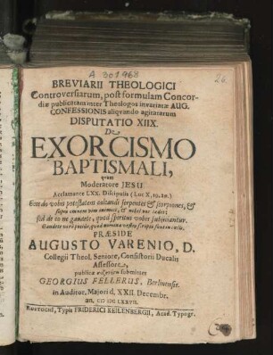 18: De Exorcismo Baptismali
