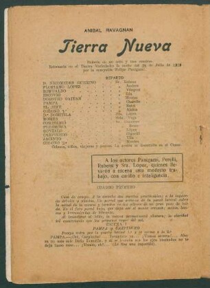 Tierra nueva : sainete en un acto y tres cuadros