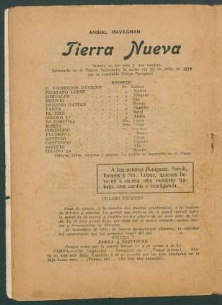 Tierra nueva : sainete en un acto y tres cuadros