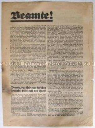 Flugblatt der Deutschnationalen Volkspartei zur Reichstagswahl am 6. November 1932