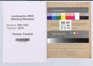 Entnazifizierung Friedrich Thomas , geb. 06.12.1906 (Regierungsinspektor)