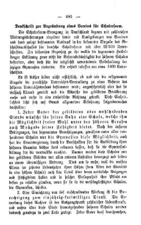 Denkschrift zur Begründung eines Vereins für Schulreform