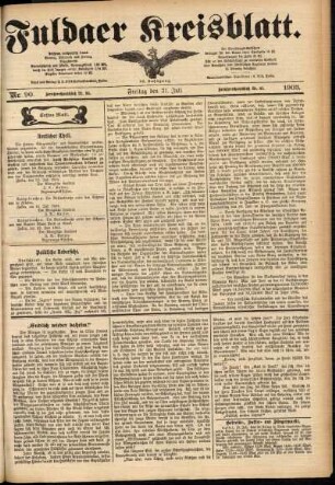 Erste Ausgabe vom Freitag, den 31. Juli 1903.
