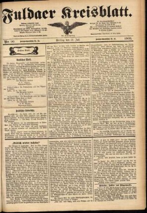 Erste Ausgabe vom Freitag, den 31. Juli 1903.