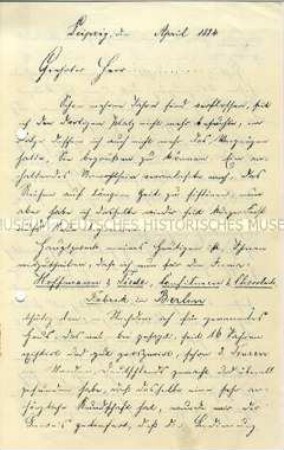 Handschriftlicher Brief mit der Mitteilung über die Aufnahme der Arbeit bei der Firma Hoffmann & Tiede - Sachkonvolut