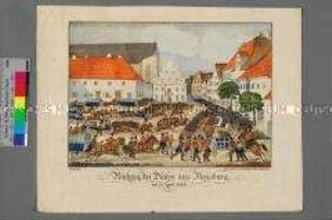 Neuruppiner Bilderbogen Nr. 1338 - Rückzug der Dänen aus Flensburg am 23. April 1848