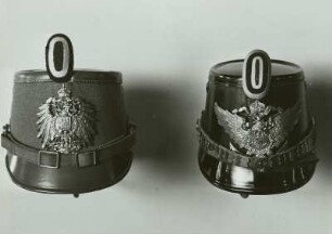 Tschako der ostasiatischen Jäger, Mannschaftstschako der Marineinfanterie mit Schuppenketten ohne Haarbusch