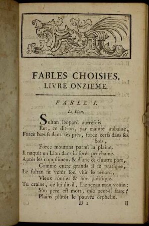 Fable I. Le Lion. - Fable V. Le Lion, le Singe & les deux Anes.