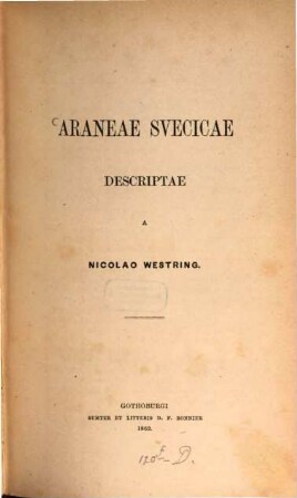 Araneae Suecicae descriptae