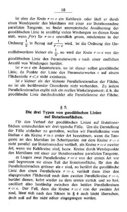§ 5. Die drei Typen von geodätischen Linien auf Rotationsflächen.