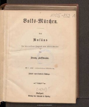 Volks-Märchen nach Musäus : für die reifere Jugend