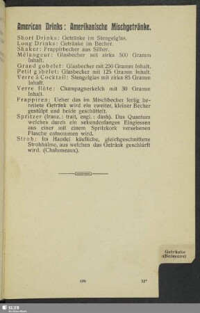 Getränke (Boissons)