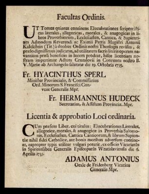 Licentia & approbatio Loci ordinaria