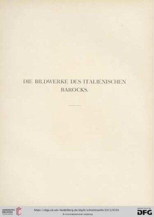 Die Bildwerke des italienischen Barocks