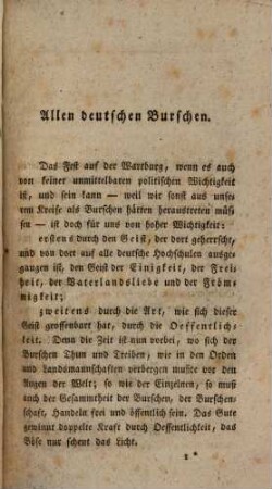 Das Burschenfest auf der Wartburg : am 18ten und 19ten October 1817