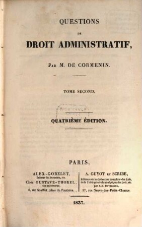Questions de droit administratif, 2