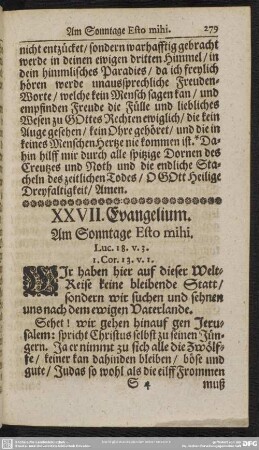 XXVII. Evangelium. Am Sonntage Esto mihi