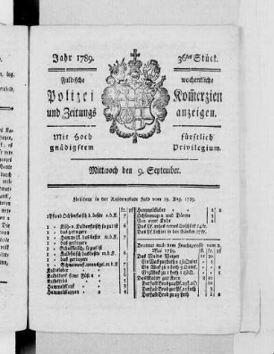 36tes Stück., Ausgabe vom 9. September 1789