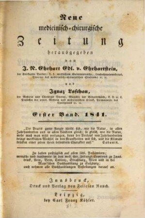 Neue medicinisch-chirurgische Zeitung. 1841, 1