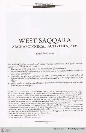 15: West Saqqara : archaeological activities, 2003