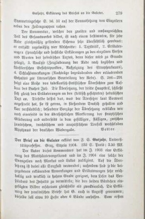 279-281 [Rezension] Gutjahr, Franz Seraph, Der Brief an die Galater
