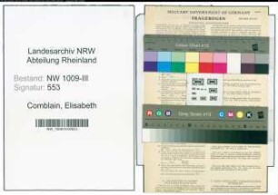 Entnazifizierung Elisabeth Comblain , geb. 01.02.1908 ()
