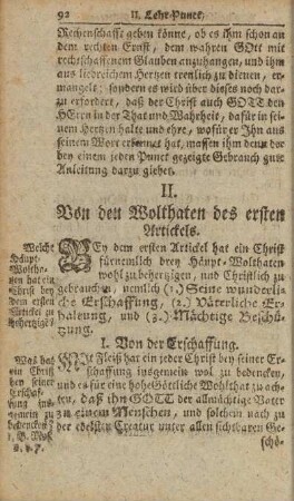 II. Von den Wohlthaten des ersten Artickels