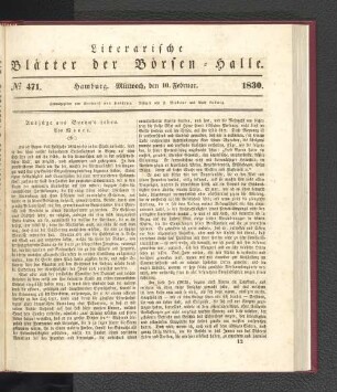 No 471. Hamburg. Mittwoch, den 10. Februar. 1830.