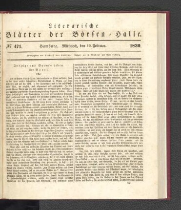 No 471. Hamburg. Mittwoch, den 10. Februar. 1830.