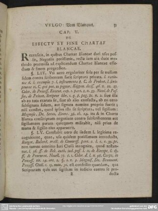 Cap. V. De Effectu Et Fine Chartae Blancae