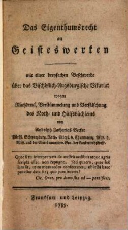 Das Eigenthumsrecht an Geisteswerken