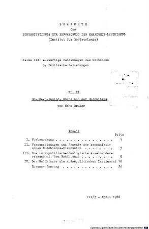 Die Sowjetunion, China und der Buddhismus