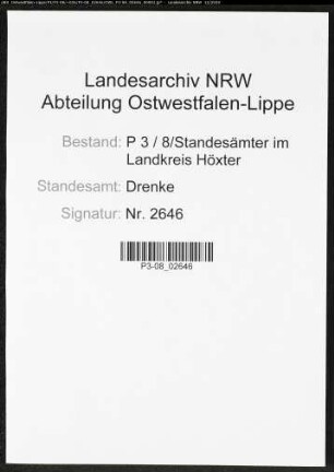 Sterberegister Standesamt Drenke