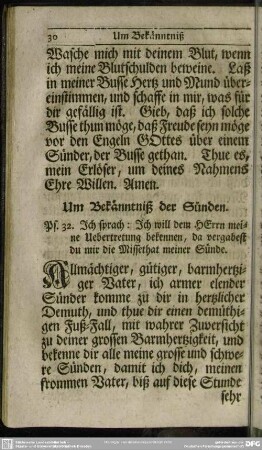 Um Bekänntniß der Sünden