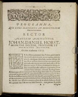 Programma, Quo Cives Academici Ad Deductionem Funeris invitantur